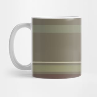 A remarkable shape of Purplish Brown, Grey Brown, Camouflage Green, Sage and Artichoke stripes. Mug